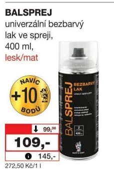 Akrylový lak ve spreji Balsprej Barvy a laky Hostivař