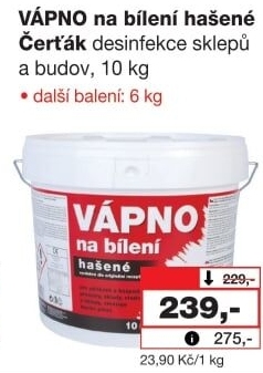 Hašené vápno Čerťák Barvy a laky Hostivař