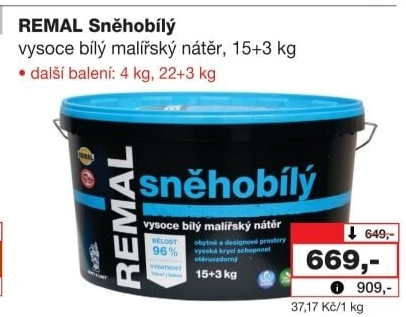 Malířský nátěr Sněhobílý Remal