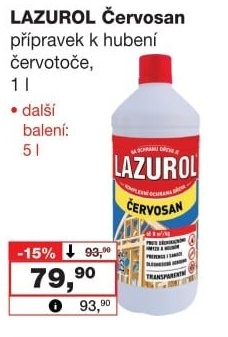 Přípravek k hubení červotoče Červosan Lazurol