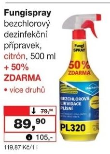 Přípravek proti plísním bez chloru Fungispray