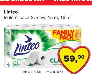 Toaletní papír 2vrstvý Linteo