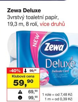 Toaletní papír 3vrstvý Deluxe Zewa