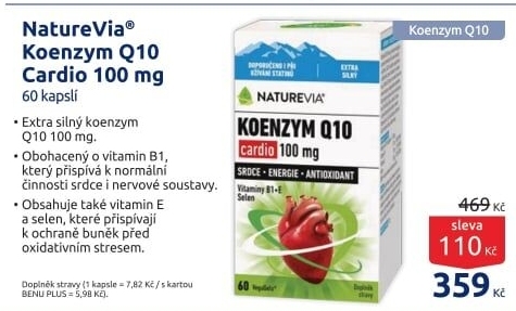 Doplněk stravy kapsle Koenzym Q10 Cardio NatureVia