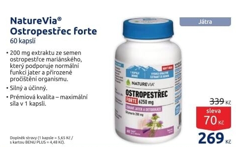 Doplněk stravy Ostropestřec Forte Swiss NatureVia