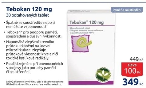 Doplněk stravy při poruchách duševní výkonnosti Tebokan Dr. Schwabe