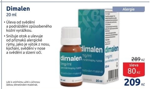 Kapky na alergii a svědění kůže Dimalen