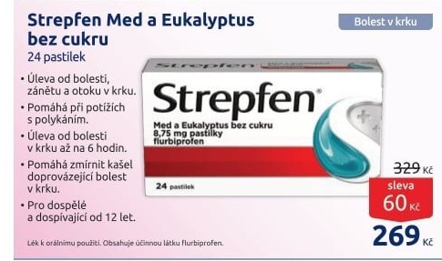 Pastilky proti bolesti v krku Strepfen