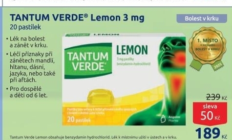 Pastilky proti bolesti v krku Tantum Verde