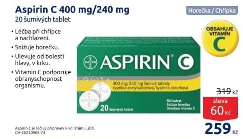 Šumivé tablety proti chřipce a nachlazení Aspirin C Bayer