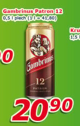 Pivo světlý ležák 12° Patron Gambrinus