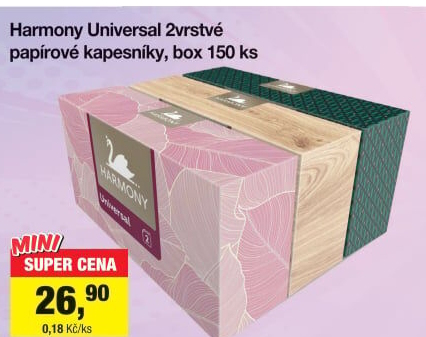 Kapesníčky papírové 2vrstvé Harmony - box