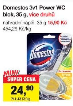 WC blok tuhý 3v1 Domestos - náplň