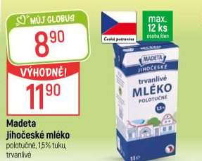Mléko trvanlivé Jihočeské Madeta - 1,5% polotučné