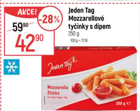 Tyčinky mozzarelové mražené Jeden Tag