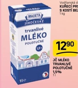 Mléko trvanlivé Jihočeské Madeta - 1,5% polotučné