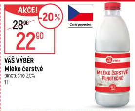 Mléko čerstvé Váš Výběr - 3,5% plnotučné