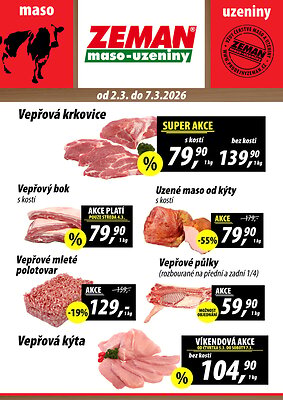 akční leták ZEMAN maso - uzeniny 2.3.2026-7.3.2026