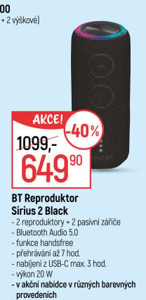 Bluetooth reproduktor Sencor Sirius 2