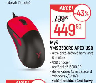 Herní myš Yenkee YMS 3300RD APEX