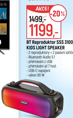 Reprodukto bluetooth kids light speaker Sencor SSS 3100