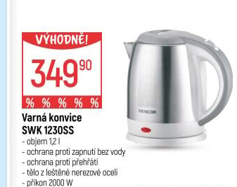 Rychlovarná konvice Sencor SWK 1230SS