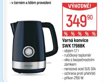 Rychlovarná konvice Sencor SWK1798BK