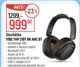 Sluchátka bluetooth Yenkee Vibe YHP 21BT BK ANC BT
