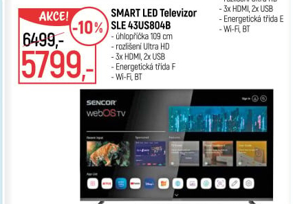 Smart LED televize Sencor SLE43US804B