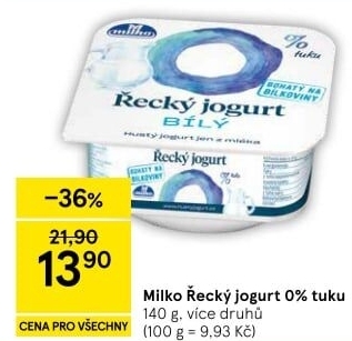 Bílý jogurt řecký 0% Milko