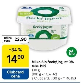 Bílý jogurt řecký bio 0% Milko