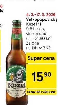 Pivo ležák 11° Velkopopovický Kozel
