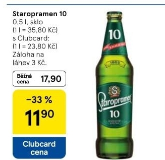 Pivo světlé výčepní 10° Staropramen