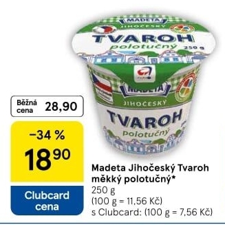 Tvaroh polotučný Jihočeský Madeta