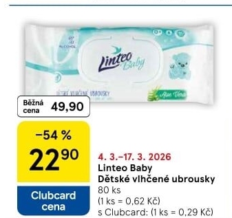 Vlhčené ubrousky dětské Linteo Baby