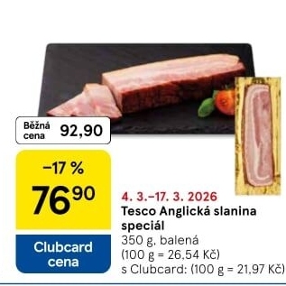 Anglická slanina speciál Tesco