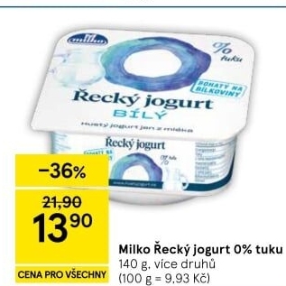 Bílý jogurt řecký 0% Milko