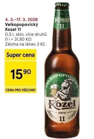 Pivo ležák 11° Velkopopovický Kozel