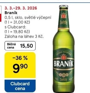 Pivo světlé výčepní 10° Braník