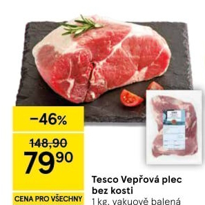 Vepřová plec bez kosti Tesco