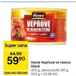 Vepřové maso ve vlastní šťávě Hamé