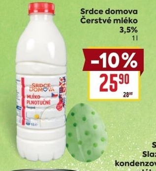 Mléko čerstvé plnotučné 3,5% Srdce domova