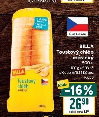 Toustový chléb Billa