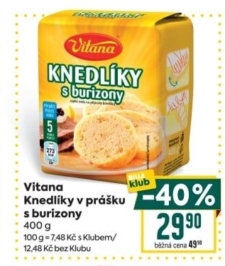 Knedlíky v prášku s burizony Vitana