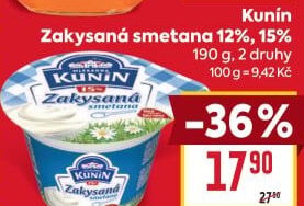 Zakysaná smetana Mlékárna Kunín 12%