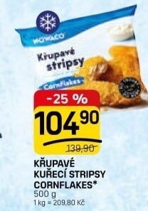 Kuřecí stripsy mražené Cornflakes Nowaco