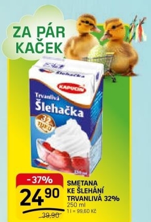 Smetana ke šlehání Kapucín 32%