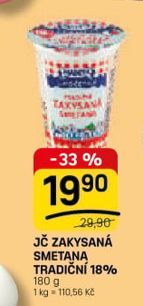 Smetana zakysaná Jihočeská Madeta 18%
