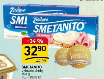 Sýr tavený Smetanito Želetava