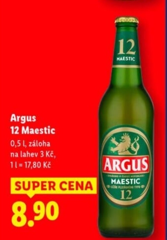 Pivo světlý ležák 12° Maestic Argus